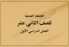 غلاف الخطط الفصلية للصف الثاني عشر الفصل الدراسي الأول وفق المنهج القطري، بتصميم رسمي وخلفية ذهبية متدرجة توضح الصف والفصل الدراسي بوضوح.