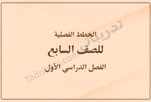 غلاف الخطط الفصلية للصف السابع للفصل الدراسي الأول وفق المنهج القطري، بتصميم بسيط وخلفية بلون بيج مع عنوان واضح يحدد الصف والفصل الدراسي.