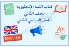 تصميم تعريفي لمقال كتاب اللغة الإنجليزية للصف الثاني الفصل الدراسي الثاني – المنهج القطري، مع رموز تعليمية للقراءة والاستماع والتحدث وتعلم اللغة الإنجليزية.