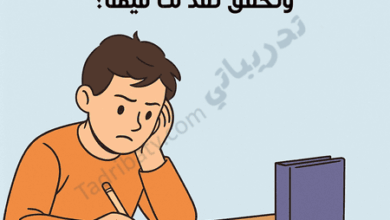 تصميم تعريفي لمقال كيف تتغلب على صعوبة مادة دراسية وتحقق تقدّمًا فيها، يوضح طالبًا يذاكر ويواجه تحديات التعلم مع التركيز والمثابرة.