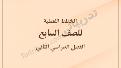 غلاف الخطط الفصلية للصف السابع للفصل الدراسي الثاني وفق المنهج القطري، بتصميم هادئ وخلفية بلون بيج مع عنوان يوضح الصف والفصل الدراسي.