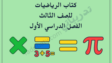 تصميم تعريفي لمقال كتاب الرياضيات للصف الثالث الفصل الدراسي الأول – المنهج القطري، مع رموز تعليمية للعمليات الحسابية والمفاهيم الرياضية.