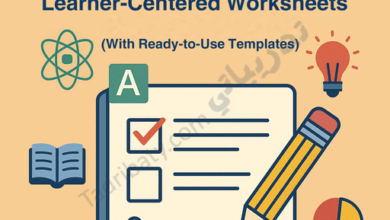 Introductory illustration for an article on effective strategies for designing learner-centered worksheets, featuring a worksheet layout, checklist, pencil, and educational icons.