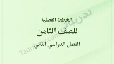 غلاف الخطط الفصلية للصف الثامن للفصل الدراسي الثاني وفق المنهج القطري، بتصميم بسيط وخلفية خضراء فاتحة مع توضيح الصف والفصل الدراسي.