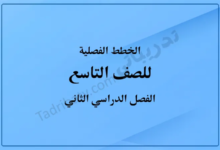 غلاف الخطط الفصلية للصف التاسع للفصل الدراسي الثاني وفق المنهج القطري، بتصميم بسيط وخلفية زرقاء متدرجة توضح الصف والفصل الدراسي.