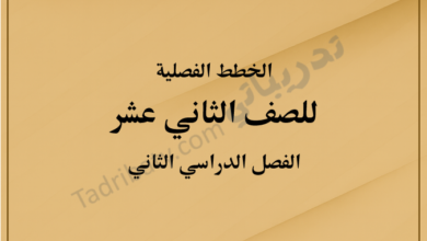 غلاف الخطط الفصلية للصف الثاني عشر الفصل الدراسي الثاني وفق المنهج القطري، بتصميم رسمي وخلفية ذهبية متدرجة توضح الصف والفصل الدراسي بوضوح.