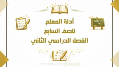 تصميم تعريفي لأدلة المعلم للصف السابع الفصل الدراسي الثاني وفق المنهج القطري، ضمن المواد التعليمية المعتمدة.