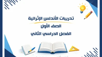 تصميم تعريفي لتدريبات الأندلس الإثرائية للصف الأول الفصل الدراسي الثاني - المنهج القطري