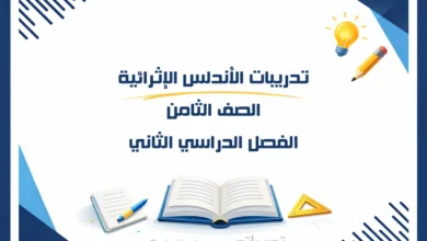 تصميم تعريفي لتدريبات الأندلس الإثرائية للصف الثامن الفصل الدراسي الثاني - المنهج القطري