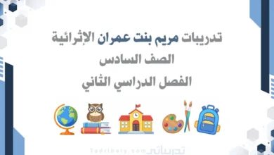 تصميم تعريفي لتدريبات مريم بنت عمران الإثرائية للصف السادس الفصل الدراسي الثاني وفق المنهج القطري.