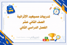 تصميم تعريفي لتدريبات مسيعيد الإثرائية للصف الثاني عشر الفصل الدراسي الثاني - المنهج القطري