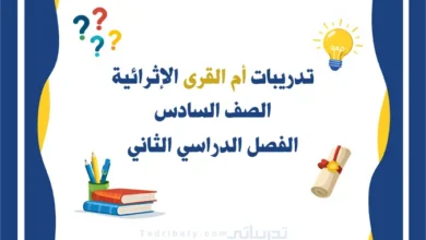 تصميم تعريفي لتدريبات أم القرى الإثرائية للصف السادس الفصل الدراسي الثاني وفق المنهج القطري.
