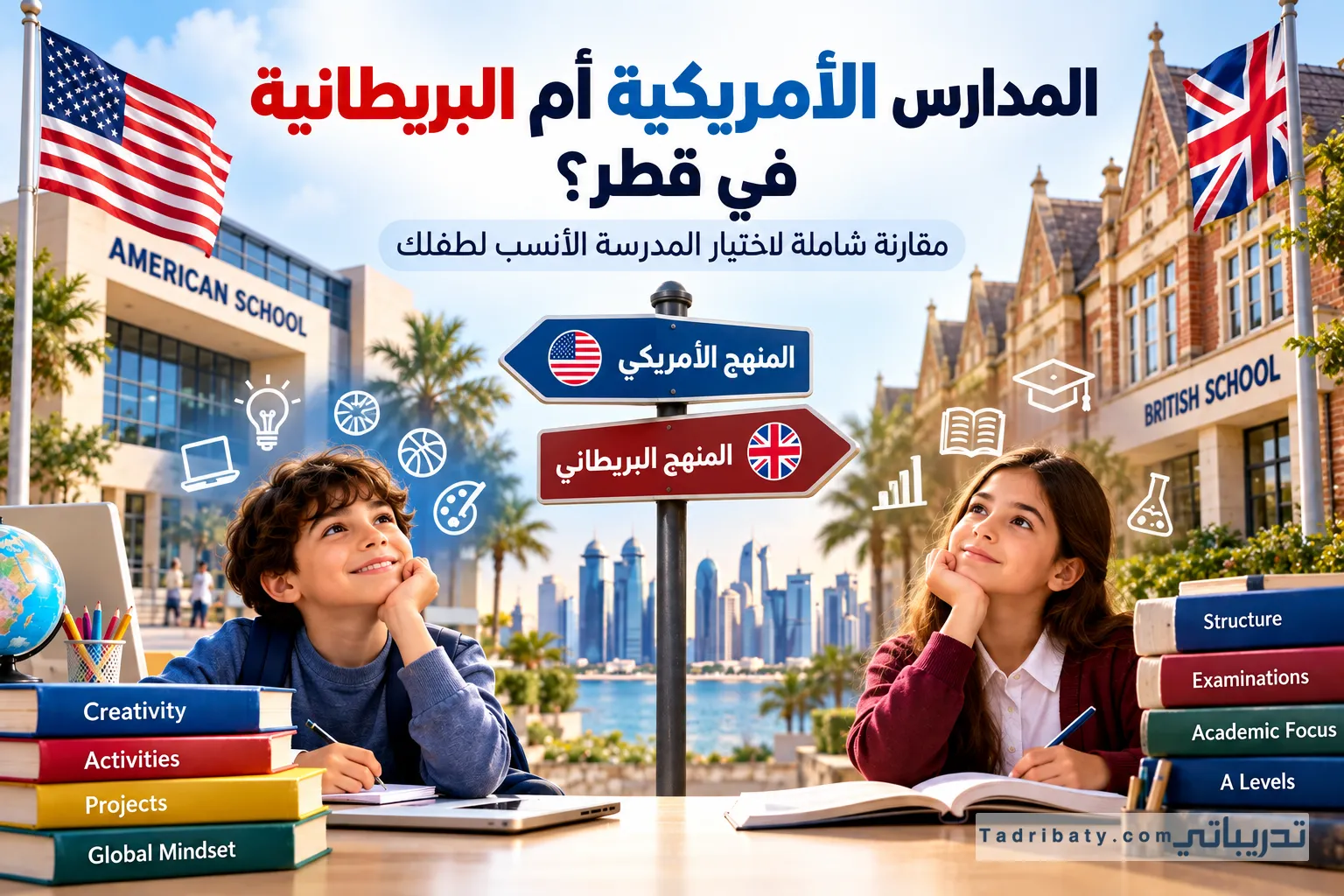 مقارنة بين المدارس الأمريكية والبريطانية في قطر لمساعدة أولياء الأمور على اختيار المدرسة المناسبة لأطفالهم