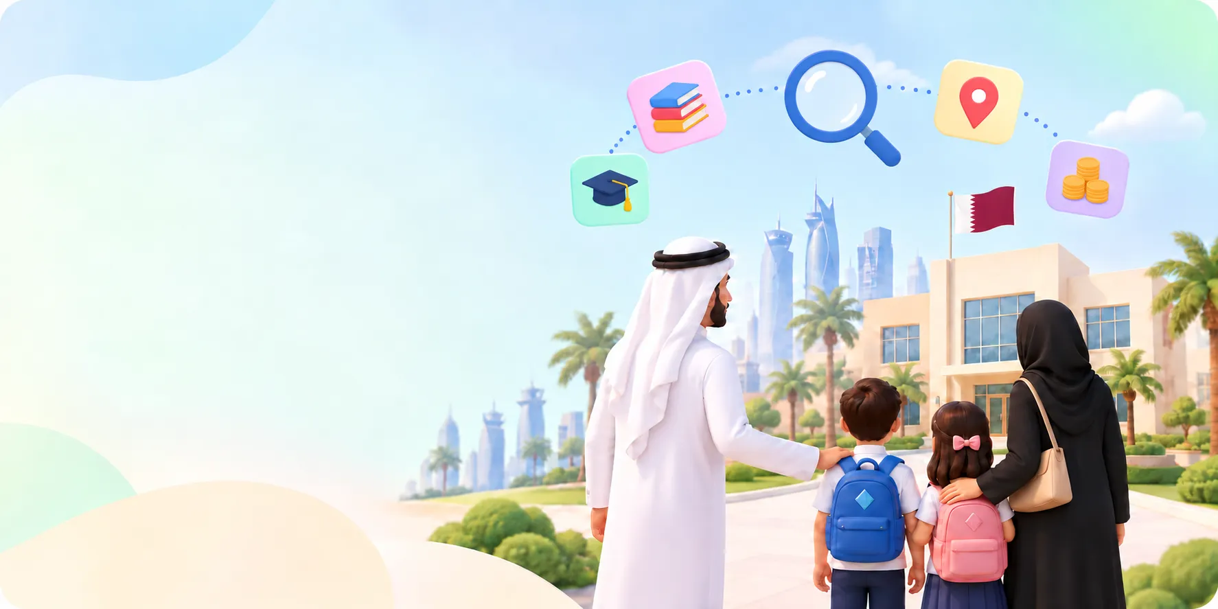 A family looking for a suitable school in Qatar